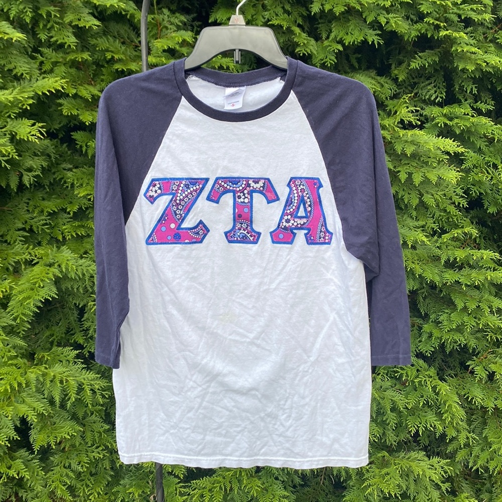 ZTA College Sorority 3/4 Sleeve Baseball Style T-Shirt